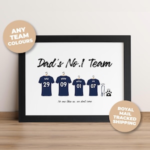 Personalised Millwall FC Football Shirt Print, Soccer Team Family Poster Wall Art immagine 1