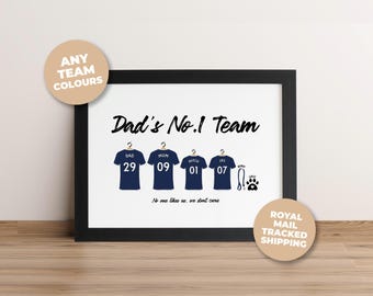 Personalised Millwall Family Print, Dad Grandad Gift, Custom Football Wall Art