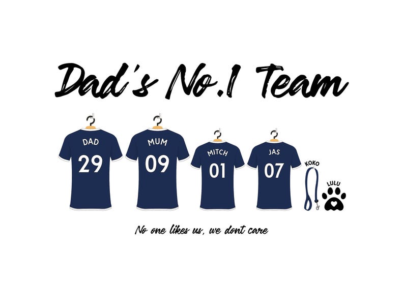Personalised Millwall FC Football Shirt Print, Soccer Team Family Poster Wall Art immagine 11