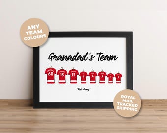 Personalised Doncaster Rovers Family Print, Dad Grandad Gift, Custom Football Wall Art