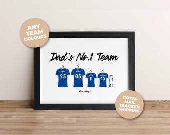 Personalised Ipswich Town Family Print, Dad Grandad Gift, Custom Football Print