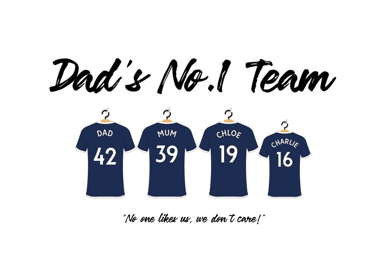 Personalised Millwall FC Football Shirt Print, Soccer Team Family Poster Wall Art immagine 7