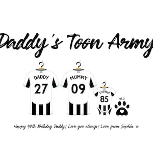 Personalised Newcastle United Football Family Shirt Print, Dream Team Wall Art, Fathers Day First Grandad Gift image 8
