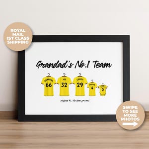 Personalised Watford FC Football Shirt Print,Best Gift for Dad, Watford Print, Fathers Day Gift, Football Gifts, Dads Birthday
