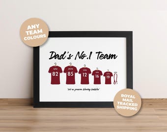 Personalised West Ham Family Print, Dad Grandad Gift, Custom Football Wall Art