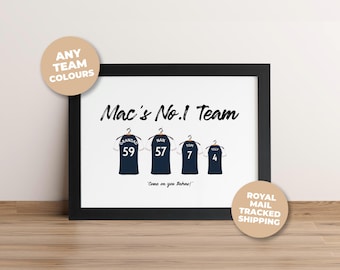 Personalised Falkirk FC Football Shirt Print, Dad Gift, Family Wall Art