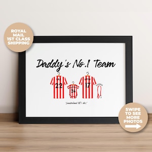 Personalised Sunderland FC Football Shirt Print, Best Gift for Dad, Sunderland FC Print, Fathers Day Gift, Football Gifts, Dads Birthday
