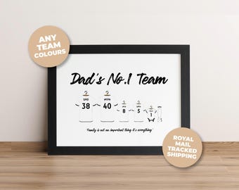 Personalised Fulham Family Print, Dad Grandad Gift, Custom Football Wall Art
