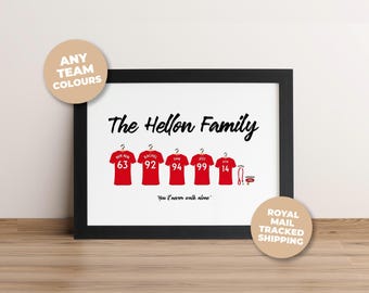 Personalised Liverpool Family Print, Dad Grandad Gift, Custom Football Print