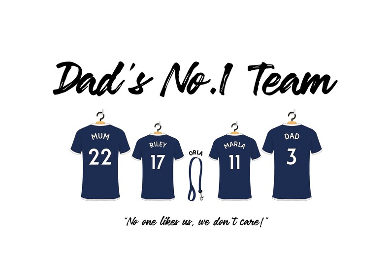 Personalised Millwall FC Football Shirt Print, Soccer Team Family Poster Wall Art immagine 8