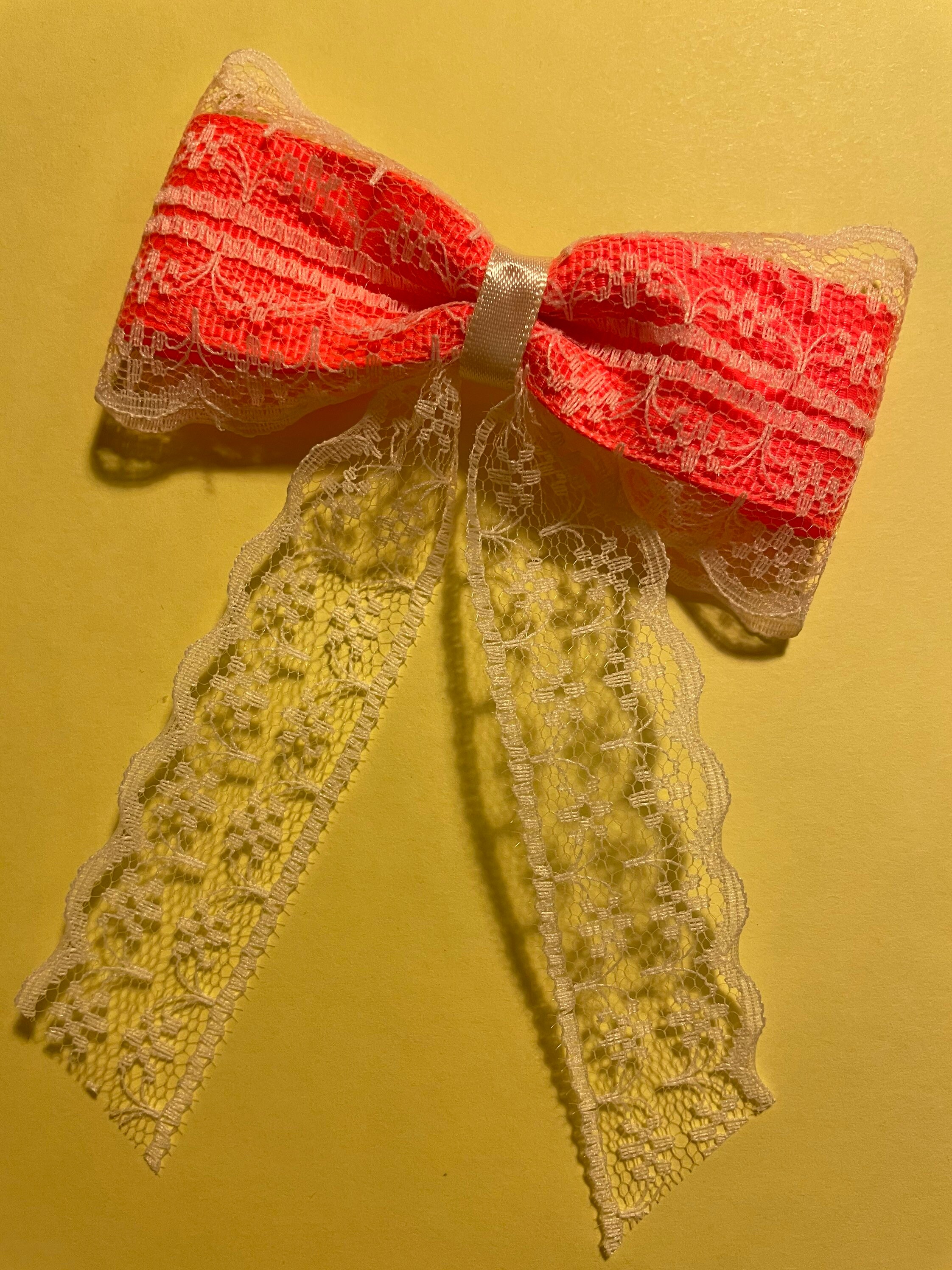 Handmade Vintage lace hair bow with tails choice of colours Etsy Polska