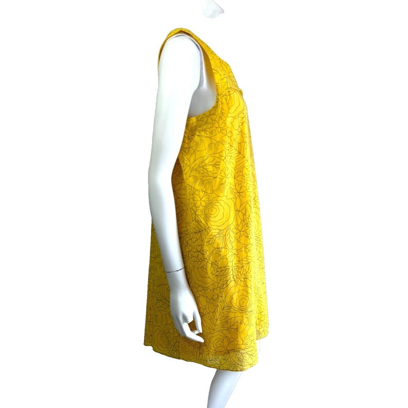 Vestido Anthropologie de HD Paris para mujer, talla M, amarillo, floral, de algodón, corte A, sin mangas imagen 7