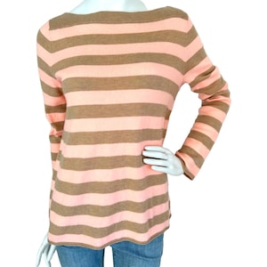 Gap Striped Pullover Sweater Womens S Peach Tan Relaxed Stripe Minimalist Preppy