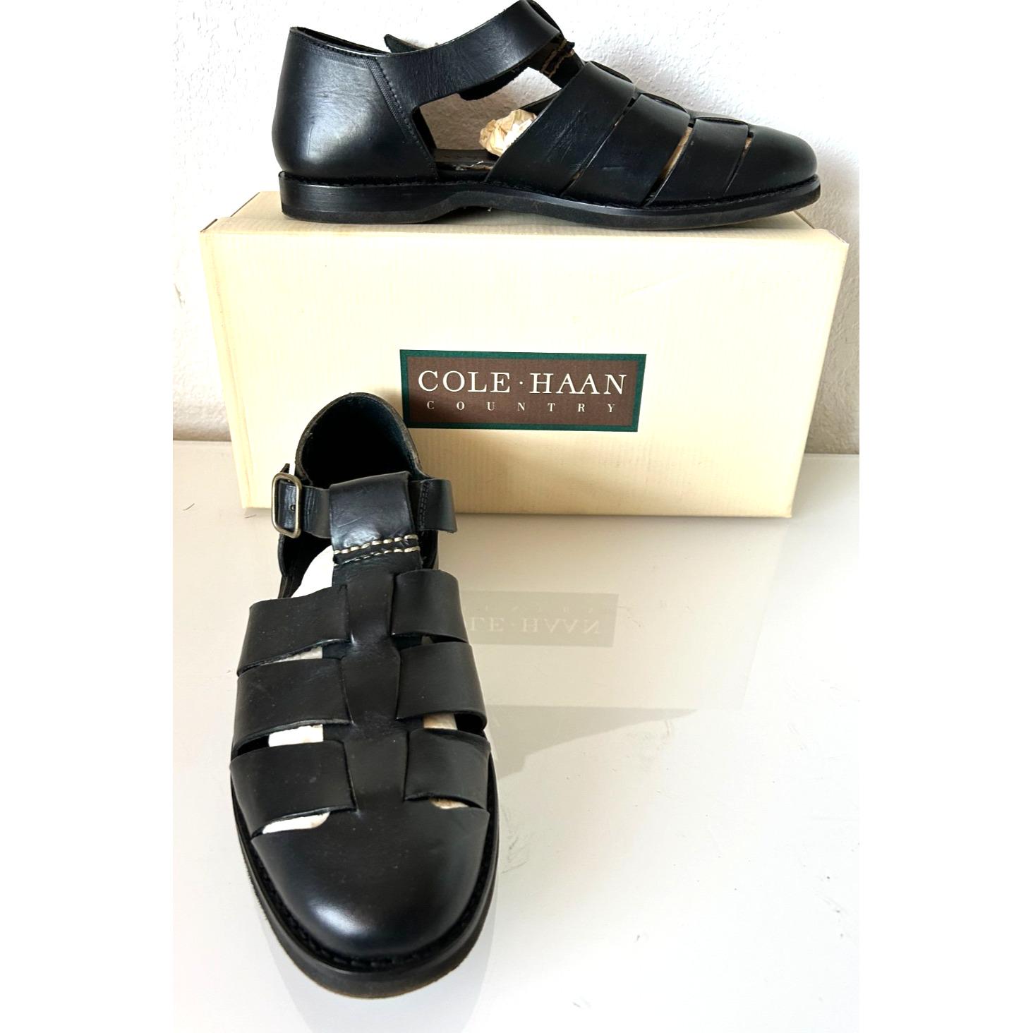 Vintage Cole Haan Fisherman Shoe, Black Leather Sandals  display picture 1