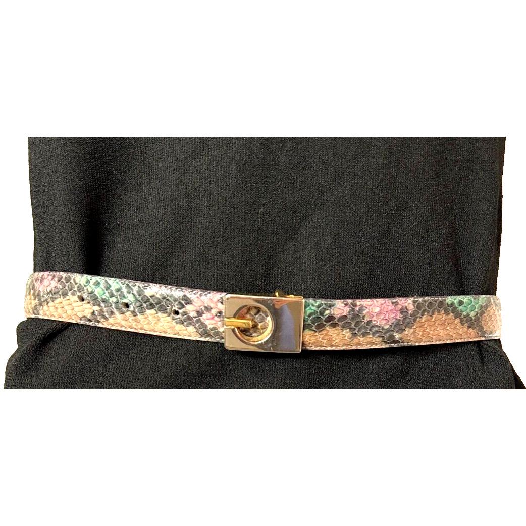 80s-90s Christopher Roberts Genuine Snakeskin Skinny Belt  display picture 2