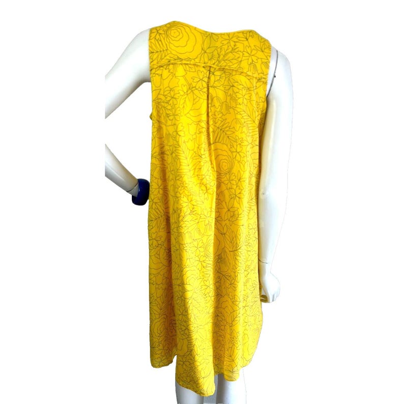 Vestido Anthropologie de HD Paris para mujer, talla M, amarillo, floral, de algodón, corte A, sin mangas imagen 3