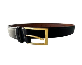 Mens Leather Belt Black Size 42 Brighton Solid Brass Buckle Made in USA Alina
