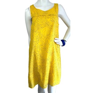 Vestido Anthropologie de HD Paris para mujer, talla M, amarillo, floral, de algodón, corte A, sin mangas imagen 2