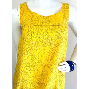 Vestido Anthropologie de HD Paris para mujer, talla M, amarillo, floral, de algodón, corte A, sin mangas imagen 6