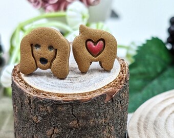 Handmade clay dachshund earrings