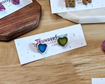 Handmade clay colour change heart earrings