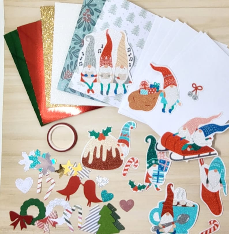 Christmas card kits seven themes available baking gnomes