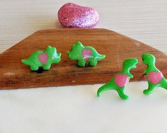 Handmade clay dinosaur earrings