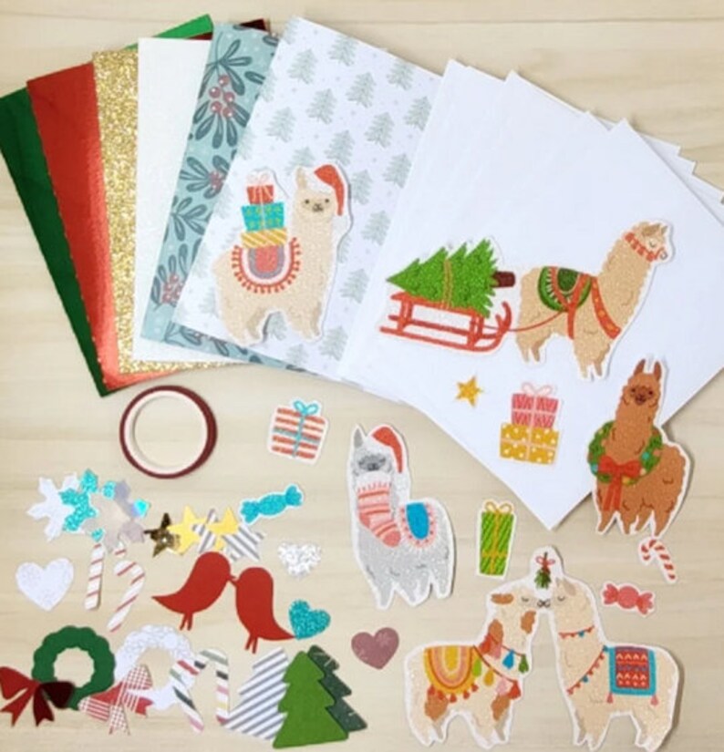 Christmas card kits seven themes available llamas