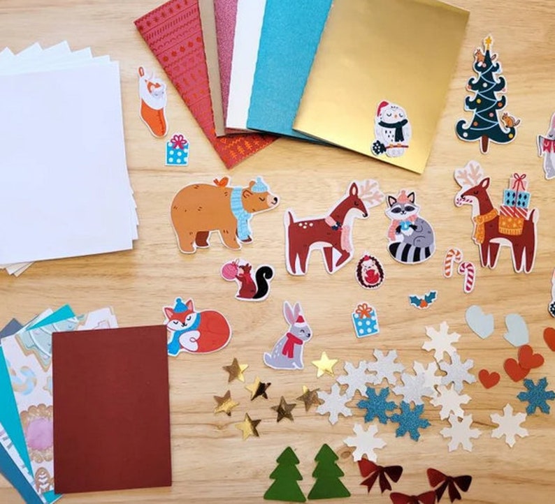 Christmas card kits seven themes available Woodland animals