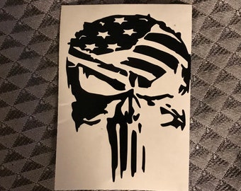 Skull Punisher American Flag Decal : Custom personalized vinyl, truck, permanent peel sticker car decal decorations diy tumbler label