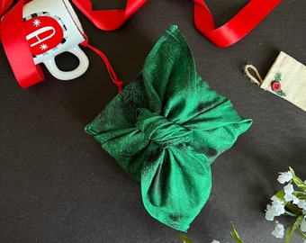 Christmas Green Tie Dye Furoshiki Gift Wrapping, Eco Friendly Wrapping, Zero Waste Gift wrapping, Fabric Wrapping Made In USA
