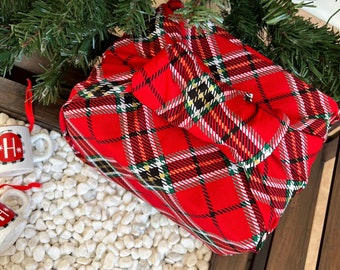 Plaid Christmas Furoshiki Gift Wrapping, Eco Friendly Wrapping, Zero Waste Gift wrapping, Fabric Wrapping Made In USA