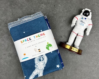 Space Theme Cotton Flannel Napkins - Set of 6 Reusable Kids Lunch Napkins