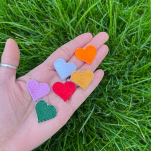 Heart Embroidery Patches, Tiny Heart Iron On Patch, Set of 3 or 6 Hearts, Iron On Patches, Colorful Multicolored Patch, Patches For Clothes