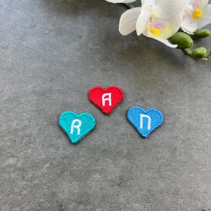 Mini Heart Letters Patches Personalized Alphabet Patch, Heart Patches, Initial Tiny Heart Iron On Patch, Set of 3 or 6 Heart, Colorful Patch