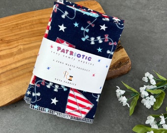 Patriotic Cotton Flannel Napkins - Set of 6 Reusable Kids Lunch Napkins