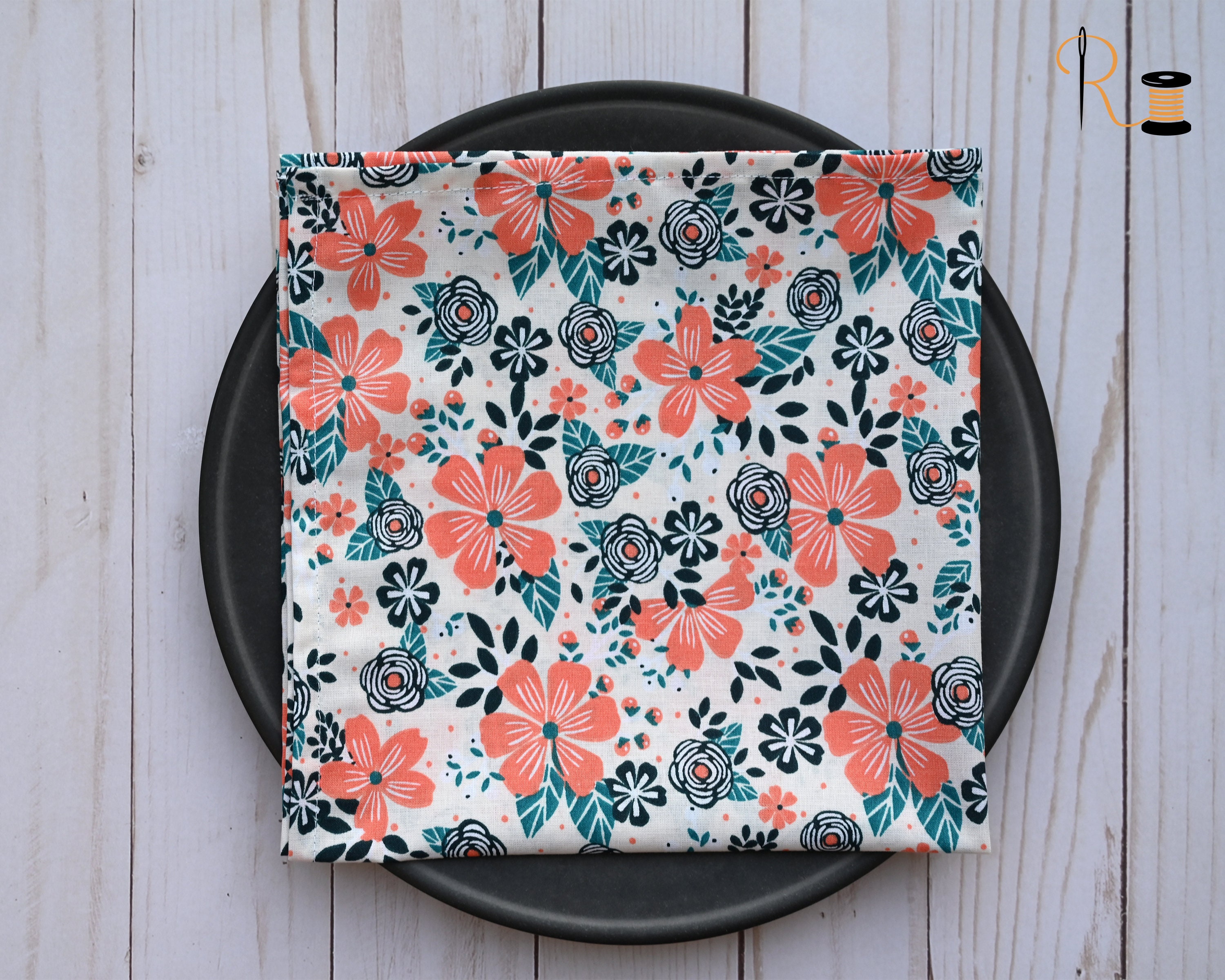 Pink Floral Cotton Dinner Napkins Set of 4 Napkins Zero Etsy