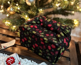 Christmas Mittens Furoshiki Gift Wrapping, Eco-Friendly Fabric Wrapping, Christmas wrapping, Fabric Wrapping, Made In USA