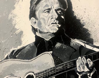 Original Johnny Cash Giclée Art Print Poster Vintage Country Rock Music ...