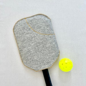 Lined Pickleball Paddle Cover - Yellow - Paddle Sleeve - Italian Wool Felt - Fun and Bright Contrast Trim - Pickleball Accessories