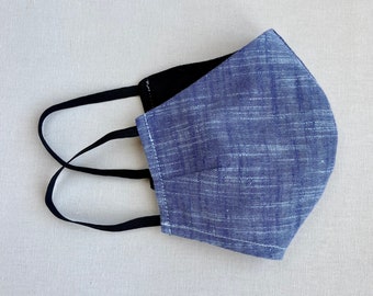 Men's Linen Chambray Face Mask: Reversible, Washable with Filter Pocket