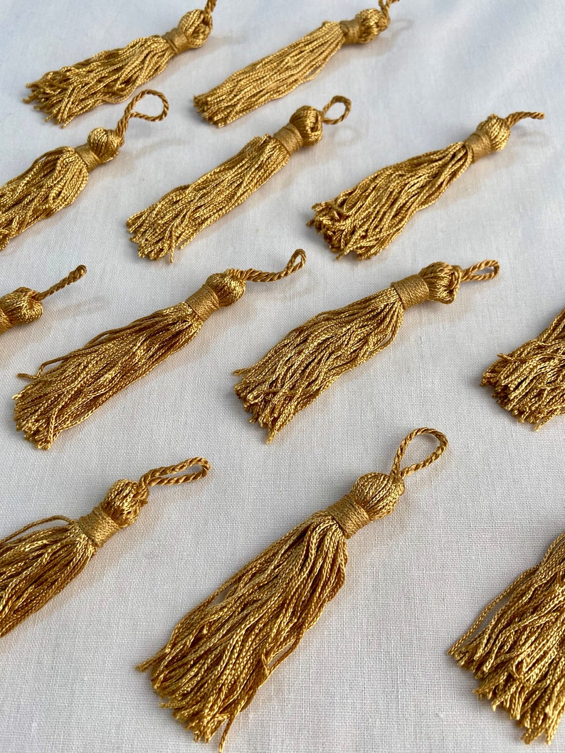 3 Lustrous Gold Tassels Set of 12 Tassels Made of Etsy