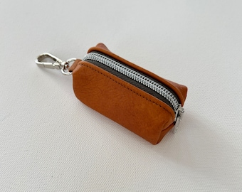 Handmade Caramel Full Grain Leather Dog Waste Bag Dispenser