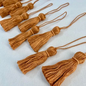 3 Plush Orange Cotton Tassels for Home Decor, Wrapped Wire Binding, Decorative Tassels, Passementerie, Tassel Pendant, Decorative Trim image 1