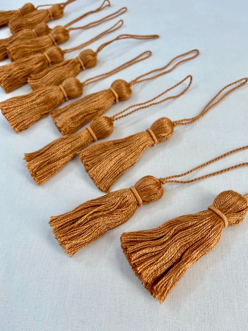 3 Plush Orange Cotton Tassels for Home Decor, Wrapped Wire Binding, Decorative Tassels, Passementerie, Tassel Pendant, Decorative Trim image 1