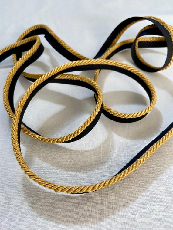 Satin Gold Cord Trim With Twisted Upholstery - Home Work Decor, Bedding, for Etsy Drapes, Rope Edge Design on Pillows, Lip