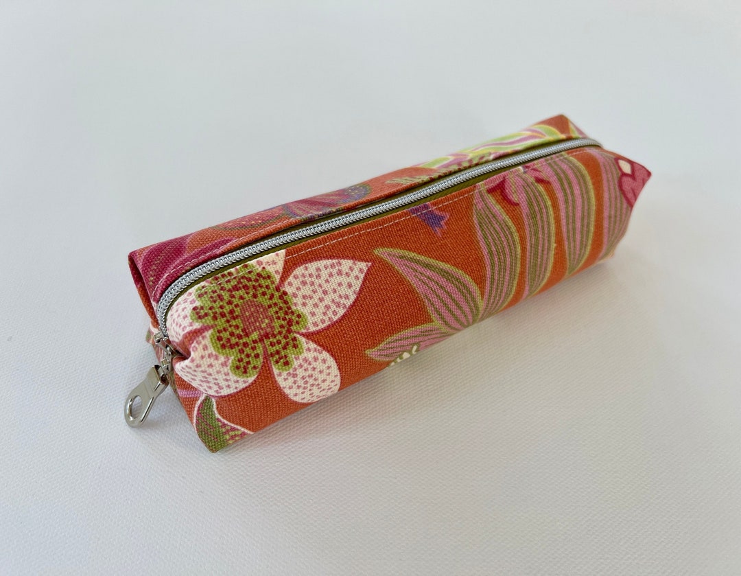 Großes Federmäppchen Mit Seitentaschen – 20x9x11 Cm, Für Stifte, Make-up & Mehr, Aus Robustem Leinen