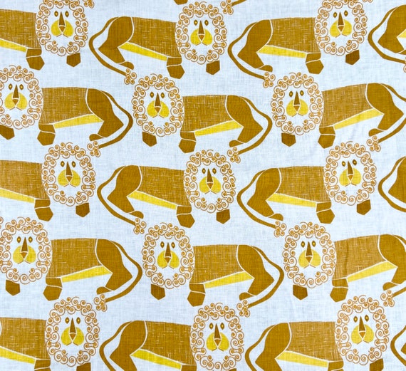 Lion Print Fabric: Italian Linen, Kids Decor
