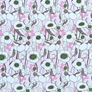 100% Cotton Fabric - Pink Floral Fabric - High Quality - Weaved and Printed in Japan - Pink / Green / Brown Floral