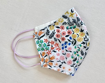 Floral Organic Cotton Face Mask: Reversible, Breathable with Filter Pocket